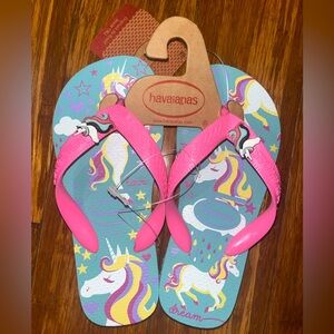Havaianas Unicorn Colorful Flip Flops Sandals Sz toddler 11/12 NWT NEW LAST PAIR